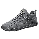Sneaker Herren mit Obermaterial aus Leder Knöchelhoch Verschleißfest Arbeitsschuhe Non-Slip Athleticschuhe Sportlich Schnürhalbschuhe Hoch TrainerSchuhe Leichtgewichts Weiche Sicherheitsschuhe