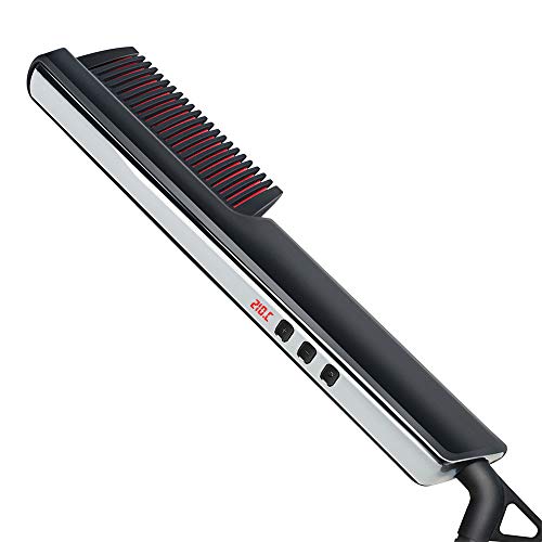Bartglätter Elektrischer Haarglätter Kamm für Männer Haarglätter und Glätten Keramik Bart Heizung 6 Temperatur Von 160 bis 210 Grad für Männer und Frauen EU Plug