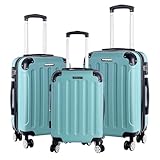 3er Kofferset - Robuste ABS- Hartschalenkoffer, TSA-Zahlenschloss, erweiterbare Kapazität - in M, L, XL - Eckenschutz, 360° drehbare, leise Doppelräder & Teleskopgriff, Handgepäcktauglich & stapelbar