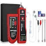 Proster Netzwerkkabel Wire Tracker Kabeltester XQ 350 mit Kopfhörer Hochempfindlicher Handheld Telefonkabeltester Wire Tracker für LAN Ethernet BNC RJ45 RJ11 Tester-Rot