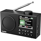 Mycket Tragbares DAB/DAB+ Radio, UKW Digitalradio mit Bluetooth, Kleines Wiederaufladbares Radio, 2,4' Farbdisplay, Dual Wecker, Sleep Timer, 40 Voreingestellte Sender, Küchenradio mit USB Ladekabel