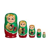 NUOBESTY Russisches Nesting-Puppen-Set Russisches Matroschka- Verschachtelte Puppen Stapelt Spielzeug Matroschka-Puppen Handbemalte Russische Puppen Für Party-Wohnkultur Grün