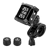 Jansite Motorrad TPMS Wireles Reifendrucküberwachungssystem mit 2 externen Sensoren LCD-Display Auto-Alarmsystem Anti-Off & wasserdicht Wasserdicht