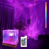 Auezona LED Buntes Nachtlicht Tischlampe Sternenhimmel Projektor, LED Aurora Lampe mit Fernbedienung 16 RGB Farben, Acryl Wasserwellen Nordlicht Lampe Stimmungslicht für Party/Date/Bars Deko