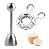 2er-Pack Eierköpfer Edelstahl und Eieröffner, Eierköpfer Testsieger, Weich gekochte Eier Eierkopf, für Küche Frühstück Backen Dessert