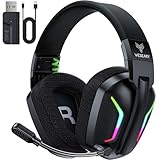 WESEARY WG1 Bluetooth Kopfhörer, 2,4G Wireless Gaming Headset mit Mikrofon für PS5, PS4, PC, Switch, Mac, Faltbarer Surround Sound Noise Cancelling mit RGB Licht, Über 50 Stunden Akkulaufzeit