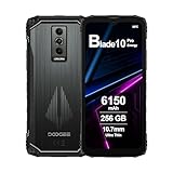 DOOGEE Blade10 Pro Energy Outdoor Handy Android 15, 6GB RAM+256GB ROM, 6150mAh, 6.56' HD+ 90Hz IPS, 50MP AI Kamera, Octa-Core, Dual SIM, NFC, Outdoor Smartphone Ohne Vertrag, 2025, Schwarz