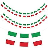 11M Flaggenkette Girlande mit 40 Italien Flaggen, 14x21CM Fähnchen Wimpelkette für Garten Bar Dekorationen