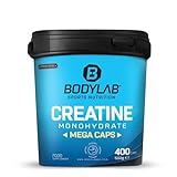 Bodylab24 Creatine Monohydrate Mega Caps 400 Kapseln, mit 3600mg Kreatinmonohydrat in jeder Tagesdosierung, reines Pulver, hochdosiertes Kreatin für mehr Energie und Kraft