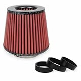 Sportluftfilter Universal Sport Luft Filter inkl 3 Adapter ROT / CARBON Neu
