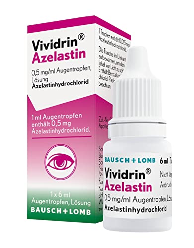 Vividrin Azelastin Augentropfen 0,5 mg/ml, Lösung: Schnelle Akut-Hilfe für die Augen bei Allergie, Erwachsene und Kinder saisonal ab 4 Jahren, 6 ml