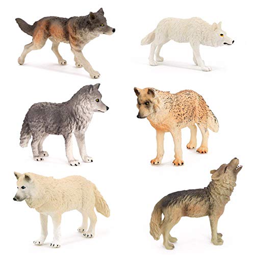 6 Stück Wolf Figuren Sets Simulation Tierspielzeug Wolf Dschungel Wald Tiere Vorschule Lernspielzeug Für Kinder Ab 3 Jahre Alt