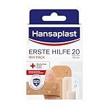 Hansaplast Erste Hilfe Pflaster Mix (20 Strips), Pflaster Set in verschiedenen Größen ideal für unterwegs, Wundpflaster mit Bacteria Shield