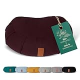 #DoYourYoga Zafu Halbmondkissen »Ganesh« mit Bio-Dinkelspelz (KBA) waschbarer Bezug | 45 x 30 x 14 cm | Meditations-, Sitz-, Rondokissen für Yin Yoga | Bordeaux