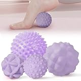 MEGAVOW 4 Stück Massage Ball Faszienball Set, Faszienkugel Massagebälle Igelball, Klein Triggerpunkt Massageball mit Noppen, Anti-Stress Noppenball für Rücken Füße Hände Nacken, Violett