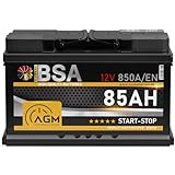BSA AGM Batterie 85Ah 12V 850A/EN Start-Stop Batterie Autobatterie VRLA statt 80Ah