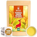 WEETEE Kurkuma Ingwer Tee Beutel, 100 Stück Ingwer-Kurkuma-Teebeutel, Kräutermischung aus Kurkuma und Ingwerwurzel, herzhaft und würzig, natürlicher koffeinfreier Gewürztee