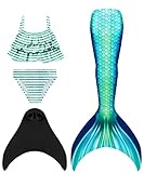 SPEEDEVE Meerjungfrauenschwanz Badeanzug mädchen Mermaid Tail mit Monoflosse,Fen-J26,140