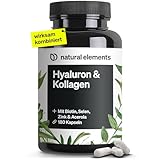 Hyaluronsäure Kollagen Komplex - 180 Kapseln - Angereichert mit Biotin, Selen, Zink, Vitamin C aus Acerola & Bambusextrakt - Laborgeprüft