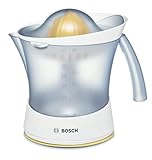 Bosch Zitruspresse VitaPress MCP3500N, Universal-Presskegel für kleine und große Früchte, Fruchtfleisch-Regulierung, hohe Saftausbeute, 0,8l Saftbehälter, spülmaschinengeeignet, 25 W, weiß/gelb