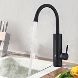 HOMELODY Durchlauferhitzer 230V Elektrischer Wasserhahn,Schwarz Küchenarmatur mit Durchlauferhitzer Wasserhahn,Camping, Wasserhahn Küche 360° Swivel