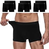 YouShow Boxershorts Herren Schwarz 6 Pack Baumwolle Unterhosen Männer Ohne Kratzenden Zettel Retroshorts Unterwäsche Boxer M