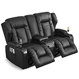 SAMERY Fernsehsessel mit liegefunktion Zweisitzer Kinosessel 2 Sitzer Sofa TV Sessel Fernsehsessel Relaxsessel mit Liegefunktion,Getränkehalter,Recliner Chair 2er Sofa für Wohnzimmer,bis 320kg