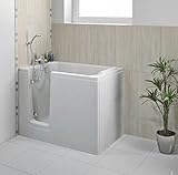 HAK Sitz-Badewanne mit Tür, Seniorenbadewanne 121x65cm, Weiß, Freistehend, Modern, Glasfaser