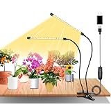 eisaro Pflanzenlampe LED Vollspektrum, 2 Köpfe 60 LEDs Grow Lampe, 3000k/5000k/660nm Pflanzenlicht mit Zeitschaltuhr, 360 ° verstellbare, USB Adapter, 3 Lichter Modi und 10 Helligkeitsstufen