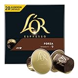 L'OR Espresso Forza 9, Kaffeekapseln Nespresso®* kompatibel (20 Kaffeepads), intensiv & vollmundig, Intensität 9/11