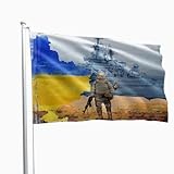Protest Flagge Ukraine Wetterfeste Fahne mit Messing-Ösen und Verstärkten Nähten - Ukrainische Flagge mit 100g/m² Stoffgewicht in Größe 90x150 XL