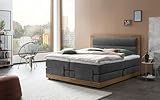 Belanoti MODELA Boxspringbett 180x200 elektrisch verstellbar 7-Zonen Taschenfederkern Matratze inkl Visco Topper Bett 180x200 mit Motor Farbe Anthrazit H2/H3 Polsterbett Motorbett Massivholz Eiche