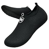 WateLves Badeschuhe Herren Damen Wasserschuhe Strandschuhe Schwimmschuhe Aquaschuhe Schnell Trocknend Barfußschuhe Breathable Surfschuhe Unisex Beach Pool Yoga(Schneeflocke Schwarz 46/47)