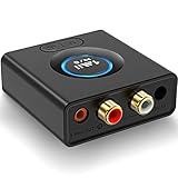 1Mii Bluetooth 5.0 Empfänger, Bluetooth Audio Adapter fürs Musik-Streaming-Sound System, drahtloser Audioadapter mit 3.5mm RCA für Lautsprecher Stereoanlage, Bass-Modus, 12 Stunden Spielzeit