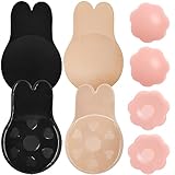 winbest 4 Paar Klebe BH, 13cm Klebe BH Push Up, Wiederverwendbare Silikon Trägerlosen BH mit 2 Paar Nippelpads für Abendkleid, Brautkleid
