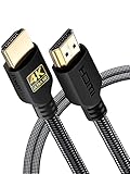 PowerBear 4K HDMI Kabel 2m | 18Gbps Hochgeschwindigkeit HDMI Kabel, geflochtenes Nylon & Goldstecker, 4K @ 60Hz, Ultra HD, 2K, 1080P, ARC & CL3 zertifiziert | für Laptop, Monitor, PS5, PS4 & mehr