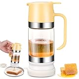 LEKEFETO Honigspender Tropffrei Glas 300ml, HonigspenderGlas, Tropfsicheres Honigglas, Sirup Spender, Tropfsicherer Glas Honigspender, Ideal für Honig und Sirup (Gelb)