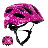 Crazy Safety Cool Kinder Fahrradhelm | Fahrradhelm Kinder 6-12 Jahren für Fahrrad, Skateboard, Mountainbike, Inlineskates | USB-aufladbares Rücklicht | Verstellbarer Fahrradhelm 54-58 cm (Rosa)