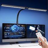 Tyonto 1300LM Doppelkopf Schreibtischlampe LED Dimmbar Fernbedienung, 24W 80CM Klemmbare Monitor Lampe Tischlampe Tageslichtlampe klemmbar desk für Homeoffice Schwenkarm,lamp bürolampe schreibtisch