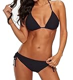 Durio Bikini Damen Push up Sexy 2tlg Bikini Damen Set mit Triangel Bikinihose Breit von Körpchen Verstellbar Schwarz EU 38-40 (Herstellergröße M)