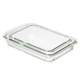 Amazon Basics Quadrat Ofenfeste Auflaufformen aus Glas, 2er-Set, rechteckig (3 l und 1.5 l), Transparent