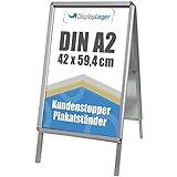 DisplayLager, Dänische Qualität - Kundenstopper Alu-Line Rondo inkl. 2 x APET für 2 Plakate (beidseitig) - Wetterfest Plakatständer Gehwegaufsteller Werbetafel (A2)