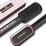 Glättbürste Haarglätter Bürste SWORCHI Verbrühungsschutz Glättungsbürste 25s Schneller Keramikerwärmung Hair Straightener Brush Glätteisen Mit LED-Anzeige Haarglätter Straightening Brush 100°C-230°