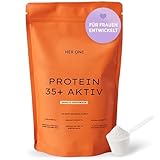 HER ONE PROTEIN 35+ AKTIV | Veganes Proteinpulver Vanille für Frauen ab 35 mit Ashwagandha, Vitaminen & Calcium | 74% Eiweiß aus Soja, Erbse, Reis & Kürbis | Eiweißpulver laktose- & glutenfrei | 500 g
