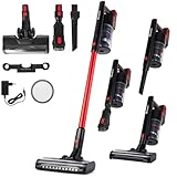 LEHMANN Akku Staubsauger 3-in-1, Staubsauger Kabellos mit 45 Min Laufzeit, 1,8L Behälter, LED-Bürste, HEPA-Filter, austauschbaren Aufsätzen, Ideal Akkustaubsauger für Tierhaare, Teppich, Auto