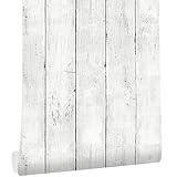 JOLIHOME Holzoptik Tapete Weiße Klebefolie Selbstklebend Retro Aufkleber Stil Wasserdicht Dekorfolie für KüChe Badezimmer Wohnzimmer Schlafzimmer Wand 44,5x500cm