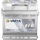 VARTA Automotive DYNAMIC EFB (N50) 12V 50Ah 550A - Nassbatterie für Start-Stopp Systeme - Starterbatterie für Autos mit erhöhtem Energiebedarf - Wartungsfreie Bleisäurebatterie
