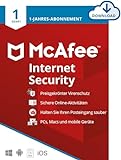 McAfee Internet Security 2024 | 1 Gerät | Antiviren-Internet-Sicherheitssoftware | PC/Mac/iOS/Android|1-Jahres-Abonnement | Aktivierungscode per E-Mail