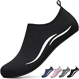 BARFULKER Badeschuhe Herren Damen Wasserschuhe Neopren Schwimmschuhe Strandschuhe Schnell Trocknend Aquaschuhe rutschfest Leicht BarfußSchuhe,Schwarz 42 EU