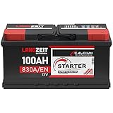 LANGZEIT lead acid Autobatterie 100AH 12V 830A/EN +30% Startleistung Batterie ersetzt 95Ah 88Ah 90Ah, komaptibel mit PKW